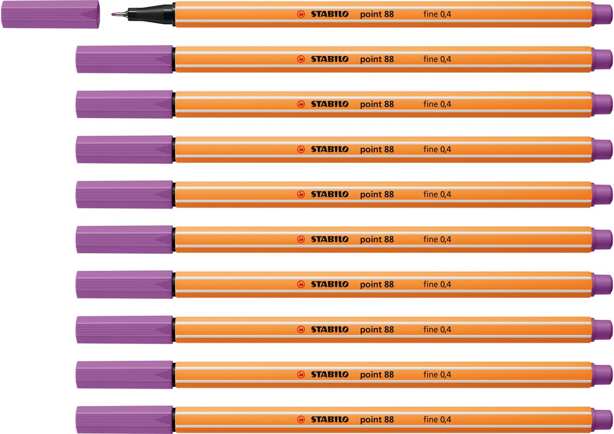 Stabilo point 88 - premium fineliner - fine 0,4 mm – pruim paars– doos 10 stuks
