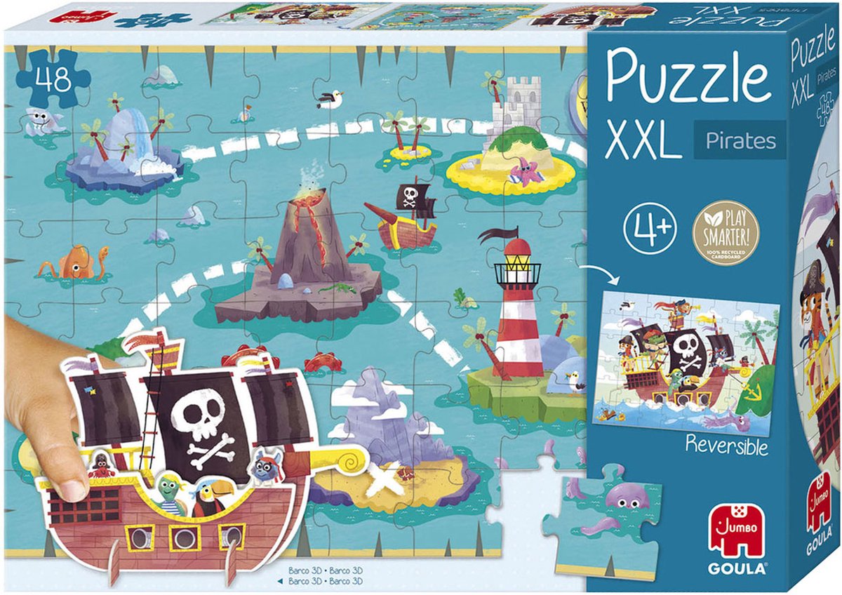 Goula kinderpuzzel diset xxl piratenboot 48 onderdelen
