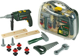 Klein toys bosch mini 16-delige speelgoed gereedschapskoffer - boormachine, hamer, zaag, steeksleutel en gereedschap accessoires - incl. licht- en geluidseffecten - groen
