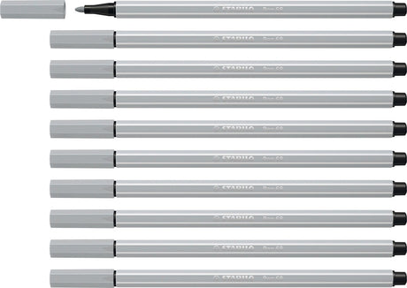 Stabilo pen 68 - premium viltstift - licht grijs - doos 10 stuks