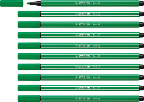 Stabilo pen 68 - premium viltstift - smaragdgroen - doos 10 stuks