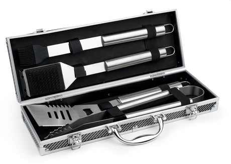 Leopold vienna - barbecuegereedschap 4-delige set in grillkoffer - bbq accessoires