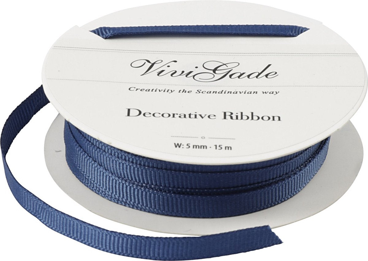 Vivi gade decoratie lint blauw - satijnen cadeaulint - diy geschenkverpakking knutselprojecten - hoogwaardige inpaklinten voor bloemen versiering - b 6 mm - lengte 15 m - 1 rol
