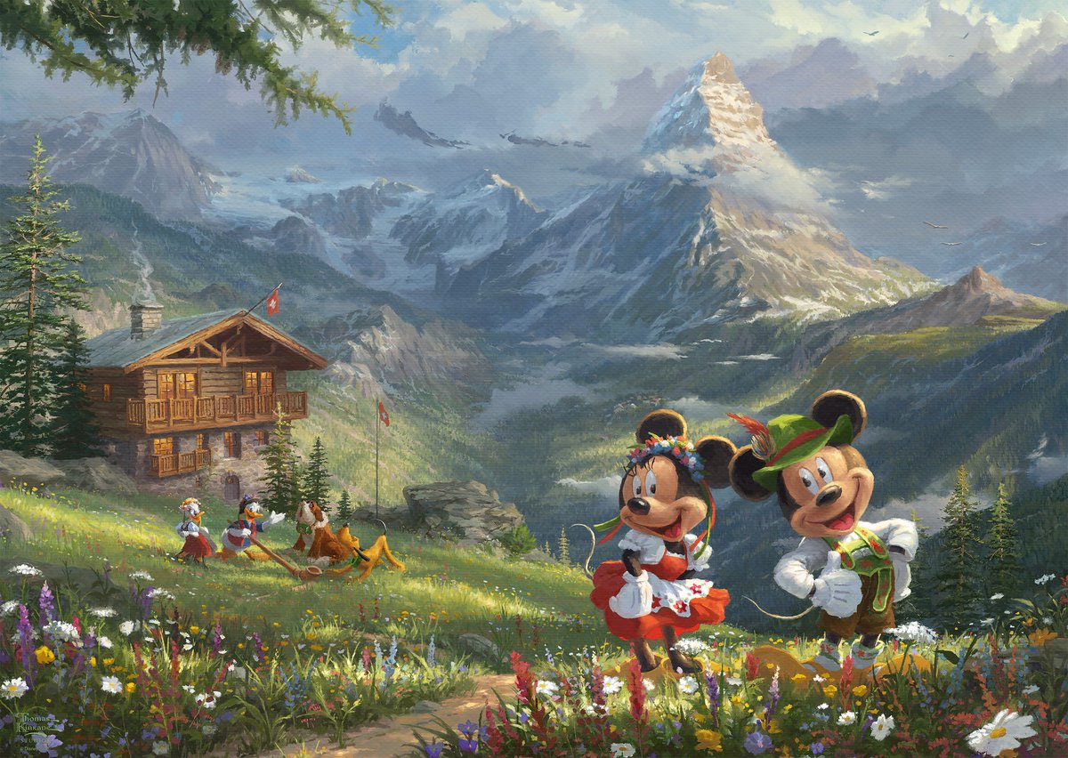 Schmidt - disney mickey minnie in de alpen - thomas kinkade - 1000st - legpuzzel