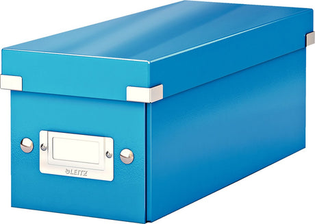Leitz wow click store opbergdoos met deksel voor cd's - kartonnen sorteerdoos voor spullen - 84% gerecycled karton - 14.3 x 35.2 cm (bxd) - blauw