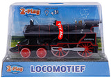 2-play locomotief met licht en geluid pull-back 14 cm zwart