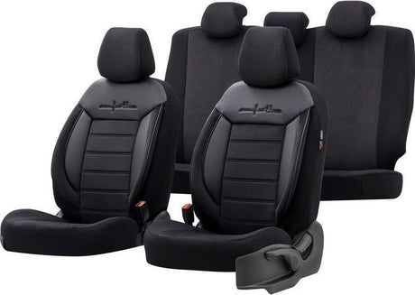 Otom comfortline stoelhoezenset - leer textiel - 11-delig - zwart