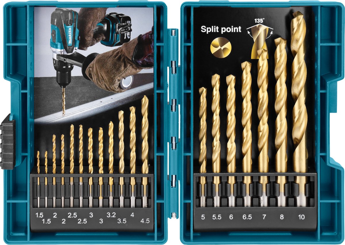 Makita metaalborenset 19-delig hss-tin - d-67527