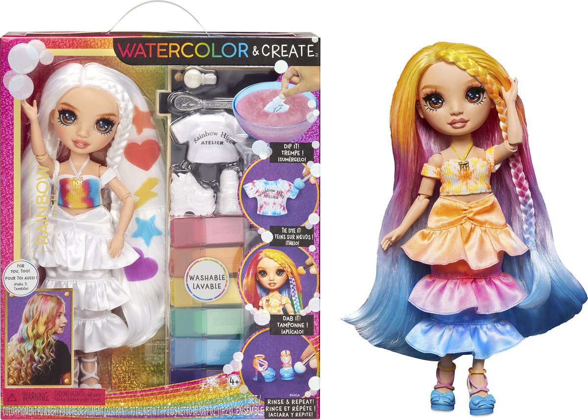Rainbow high watercolor create-modepop - bruine ogen