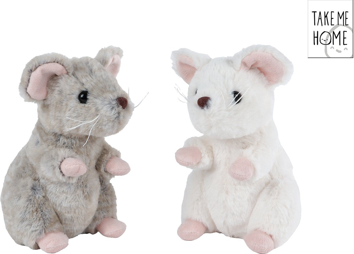 Take me home pluche muis knuffel zittend multicolor 19cm speelgoed.