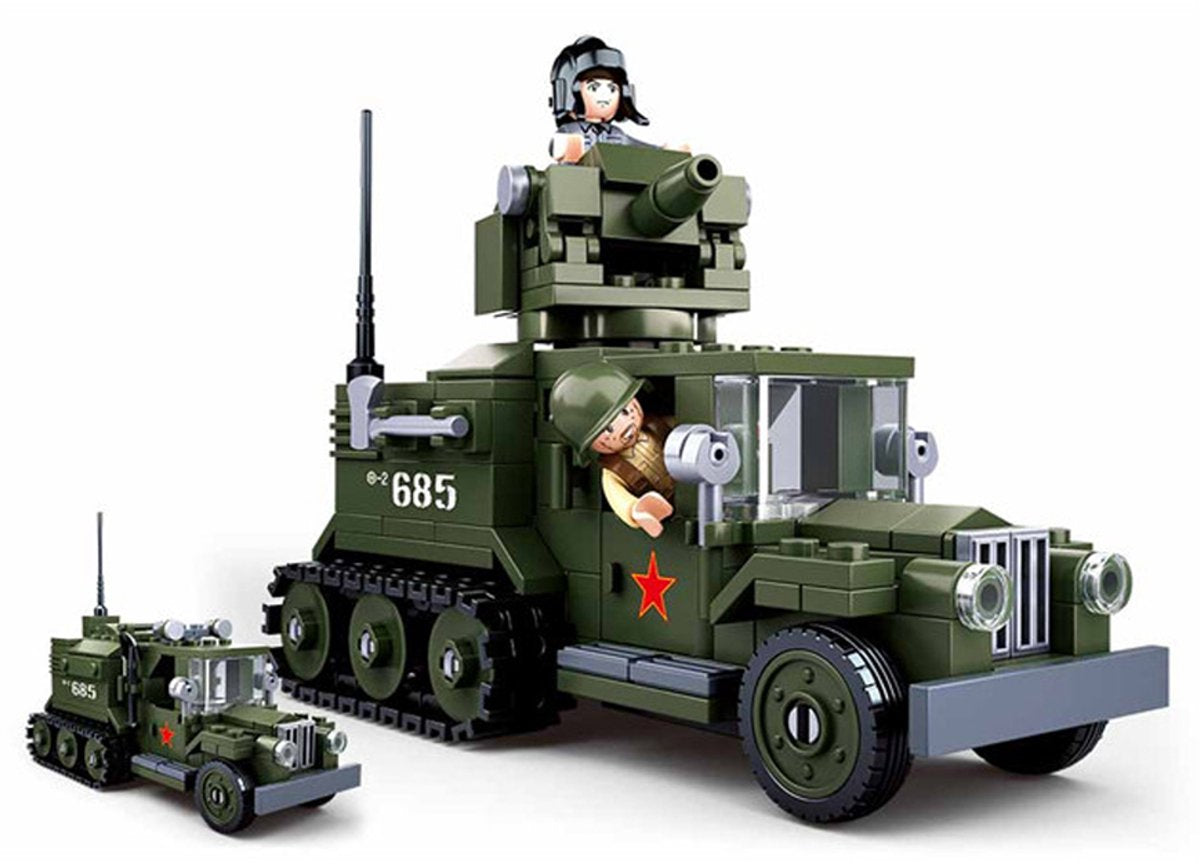 Sluban army wwii half-track 2-in-1 legervoertuig bouwspeelgoed – constructiespeelgoed modelbouw – bouwdoos met 243 bouwstenen – m38-b0685 vanaf 8 jaar