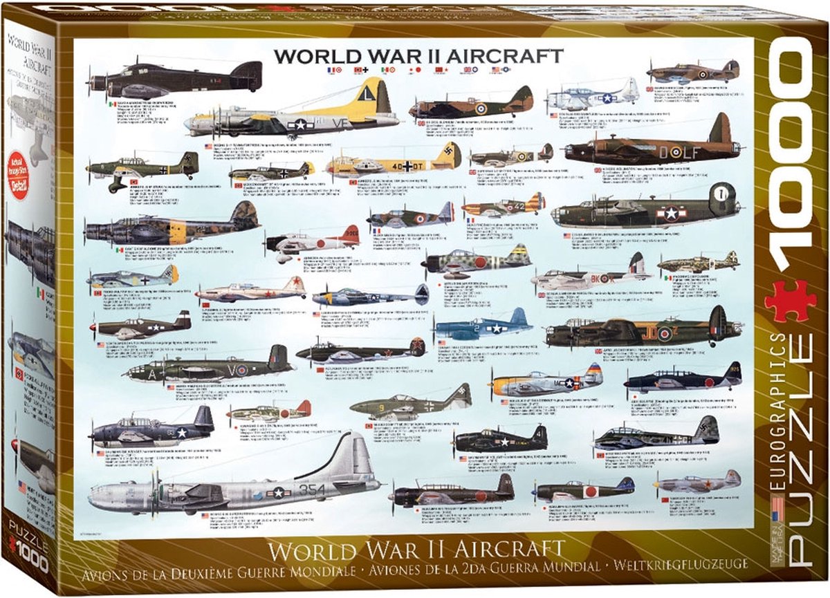 Eurographics - tweede wereldoorlog vliegtuigen [wwii aircraft] - 1000 stukjes 68×48cm (b×h) - legpuzzel