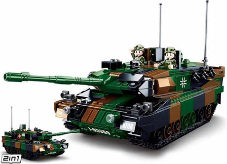 Sluban modelbricks army leopard 2a5 battle tank constructiespeelgoed – 2in1 bouwset – 766 bouwstenen – m38‑b0839 vanaf 8 jaar