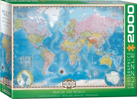 Eurographics - kaart van de wereld [map of the world] - 2000 stukjes 97×68cm (b×h) - familie legpuzzel