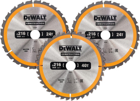 Dewalt dt1962 cirkelzaagbladen set 216mm (24t 24t 40t 216 x 30mm))