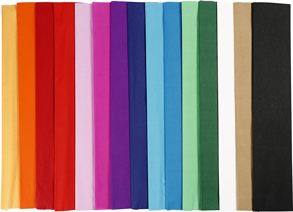 Creotime crêpepapier 250 x 50 cm 15 stuks multicolor