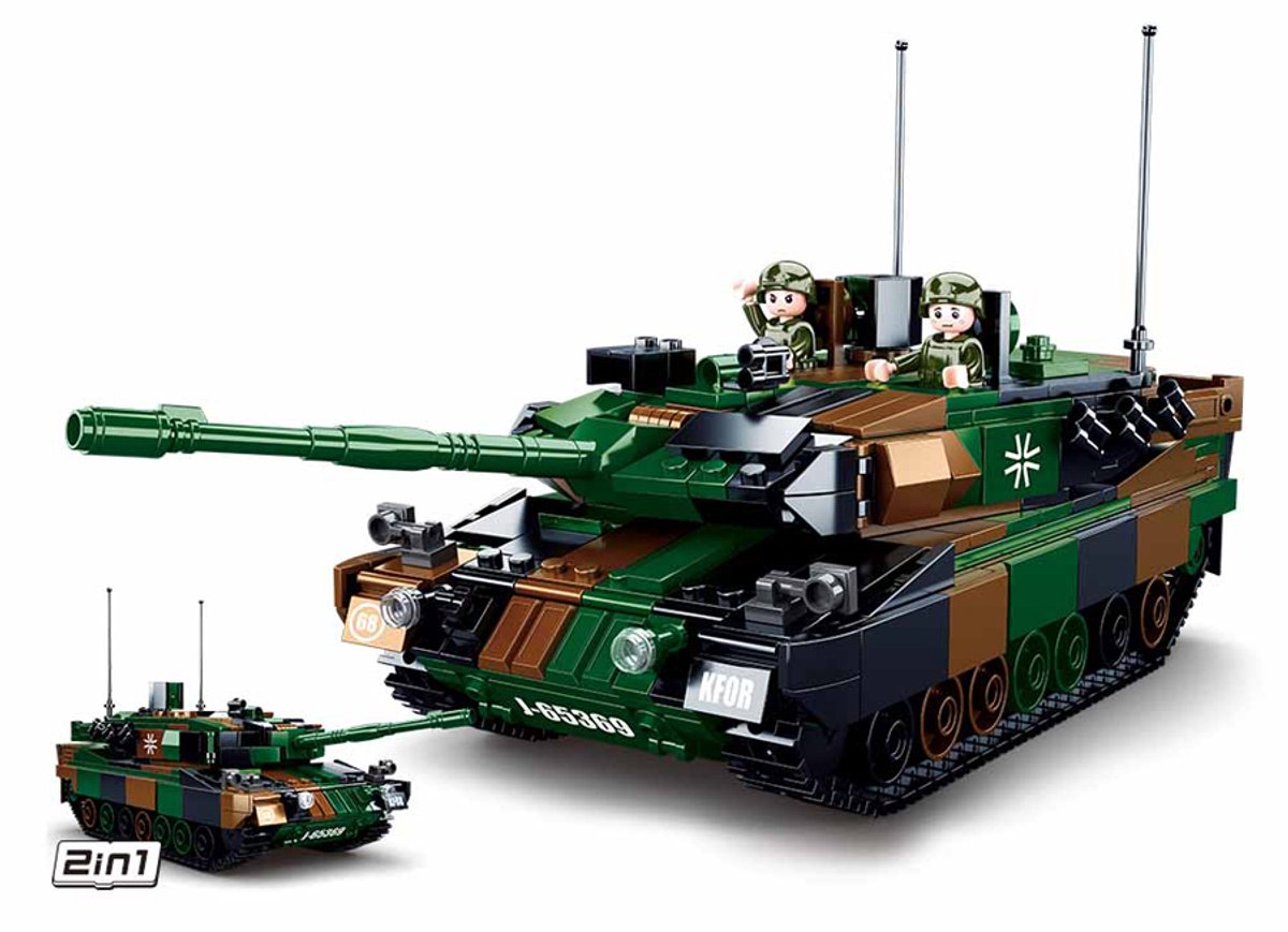 Sluban modelbricks army leopard 2a5 battle tank constructiespeelgoed – 2in1 bouwset – 766 bouwstenen – m38‑b0839 vanaf 8 jaar