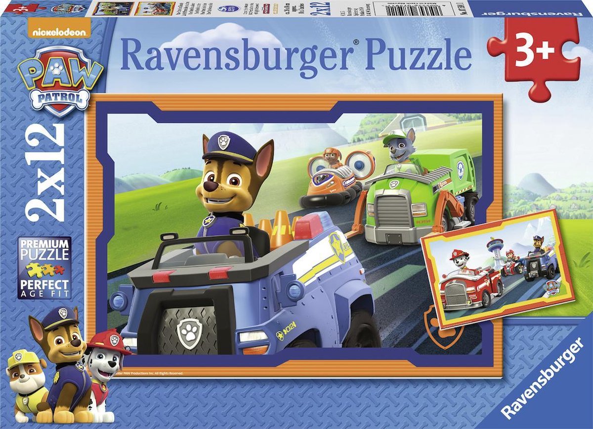 Ravensburger paw patrol in actie - 2 x 12 stukjes - kinderpuzzel