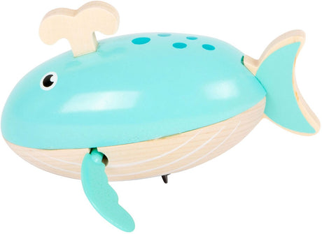Small foot - badspeelgoed houten walvis opwindbaar