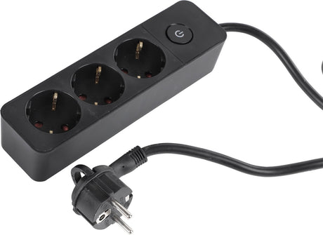 Q-link stekkerdoos - 3-voudig - met schakelaar - plat - 3 x 1.5 mmâ² - 1.5 m - pvc - zwart