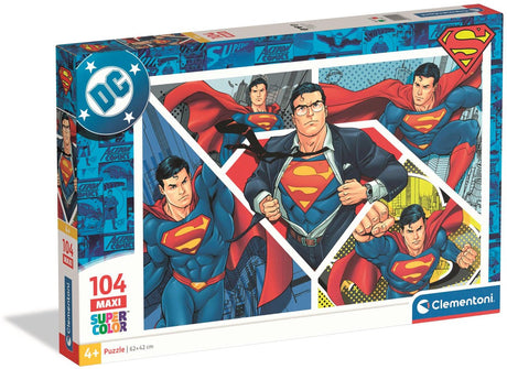 Clementoni superman maxi puzzel 104 stukjes - superhelden legpuzzel met grote stukken - educatief speelgoed voor kinderen en meisjes vanaf 4 jaar