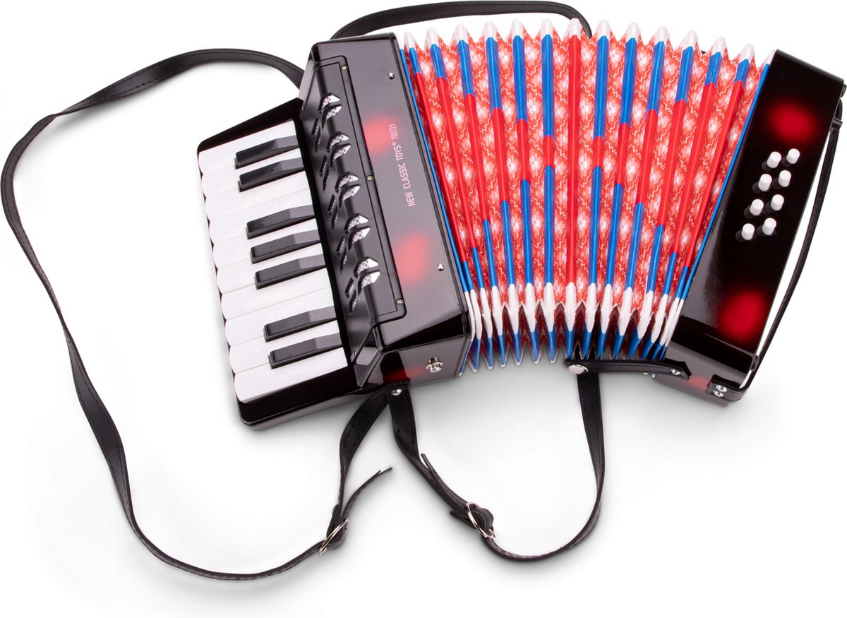 New classic toys ® speelgoed accordeon voor kinderen - speelgoedinstrument - zwart - inclusief muziekboekje met 8 liedjes - vanaf 3 jaar