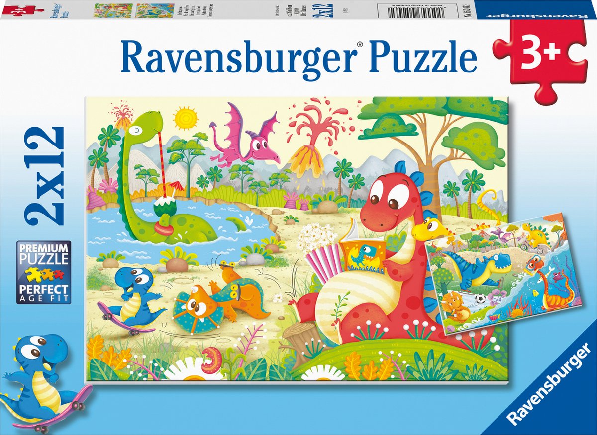 Ravensburger puzzel lievelingsdino's - twee puzzels - 12 stukjes - kinderpuzzel