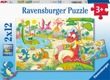 Ravensburger puzzel lievelingsdino's - twee puzzels - 12 stukjes - kinderpuzzel