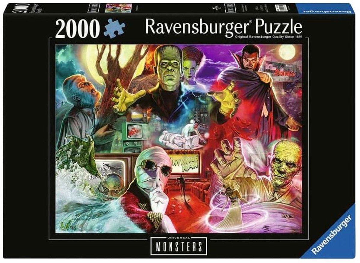 Ravensburger legpuzzel universal monsters 2000 stukjes film puzzel.