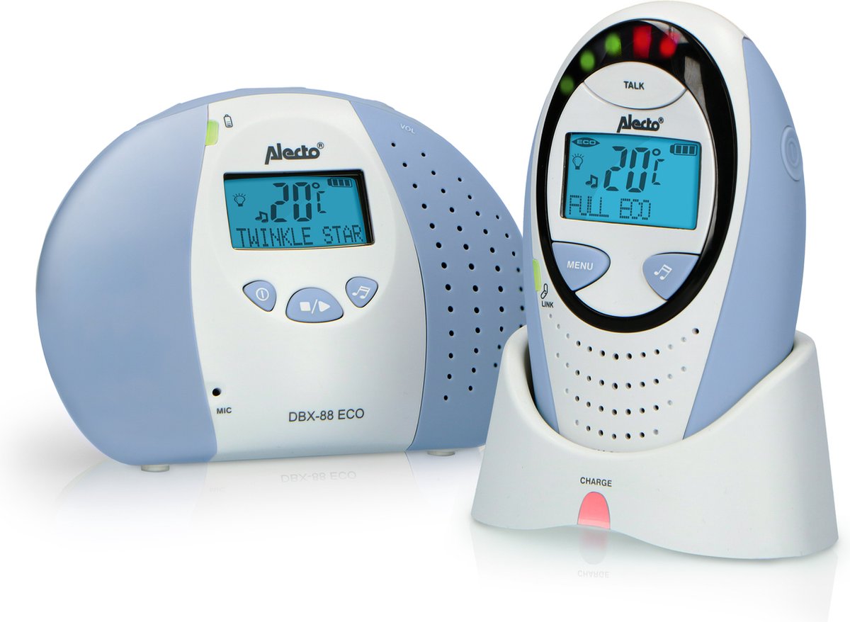 Alecto dbx-88 eco - full eco dect babyfoon met display - blauw