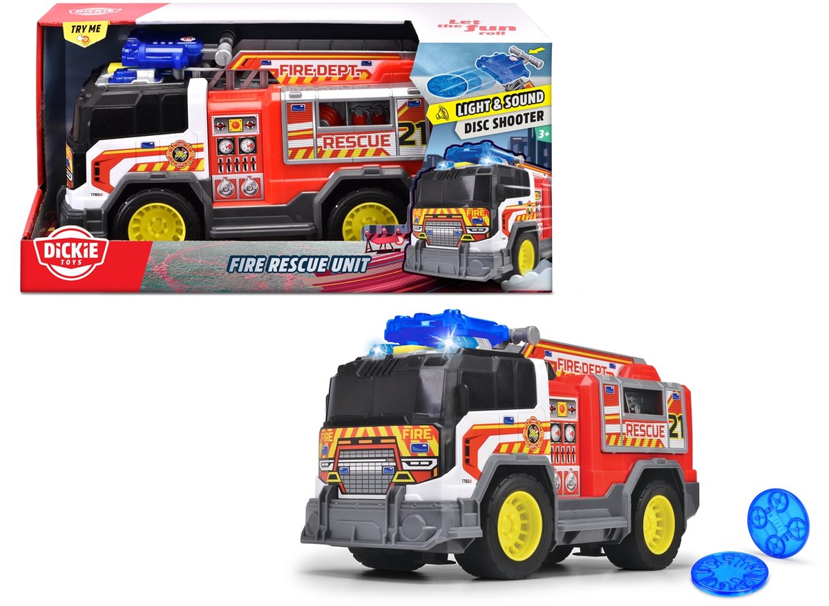 Dickie toys - brandweerwagen - opvouwbare ladder - licht en geluid - vanaf 3 jaar