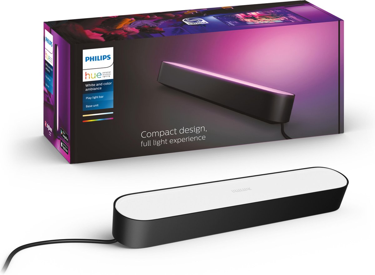 Philips hue play lightbar - wit en gekleurd licht - zwart - 1-pack - basis
