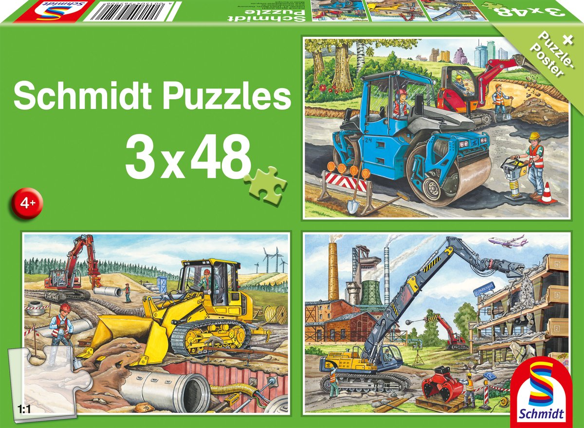 Schmidt - legpuzzel - mijn favoriete bouwvoertuigen - 3 x 48 stukjes - kinderen - vanaf 4 jaar