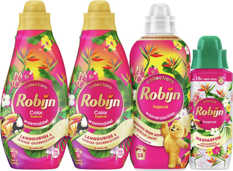 Robijn perfect match - tropical - 4 stuks - 2x wasmiddel + 1 wasverzachter + 1 wasparfum - voordeelverpakking