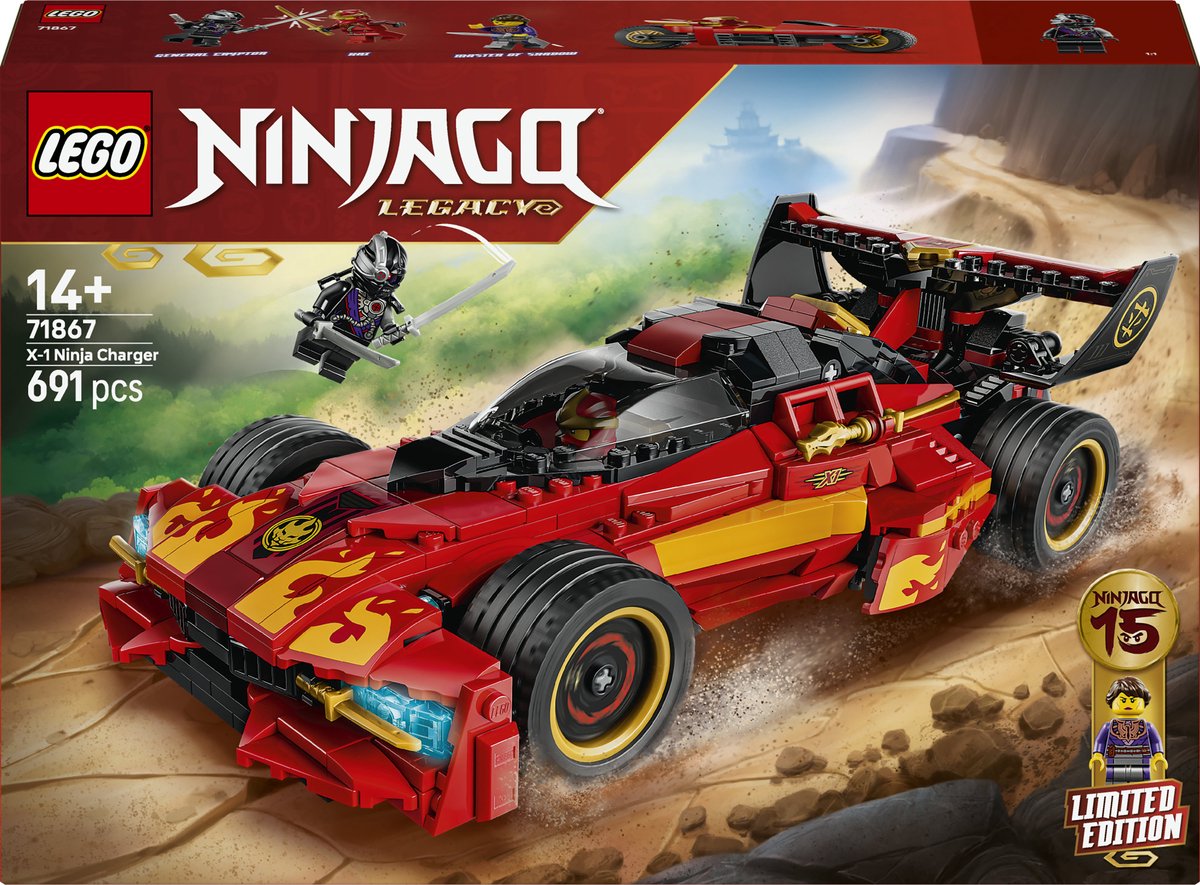 Lego ® ninjago® 15-jarig jubileum: x-1 ninja charger - fantasierijke bouwset voor tieners vanaf 14 jaar - 71867