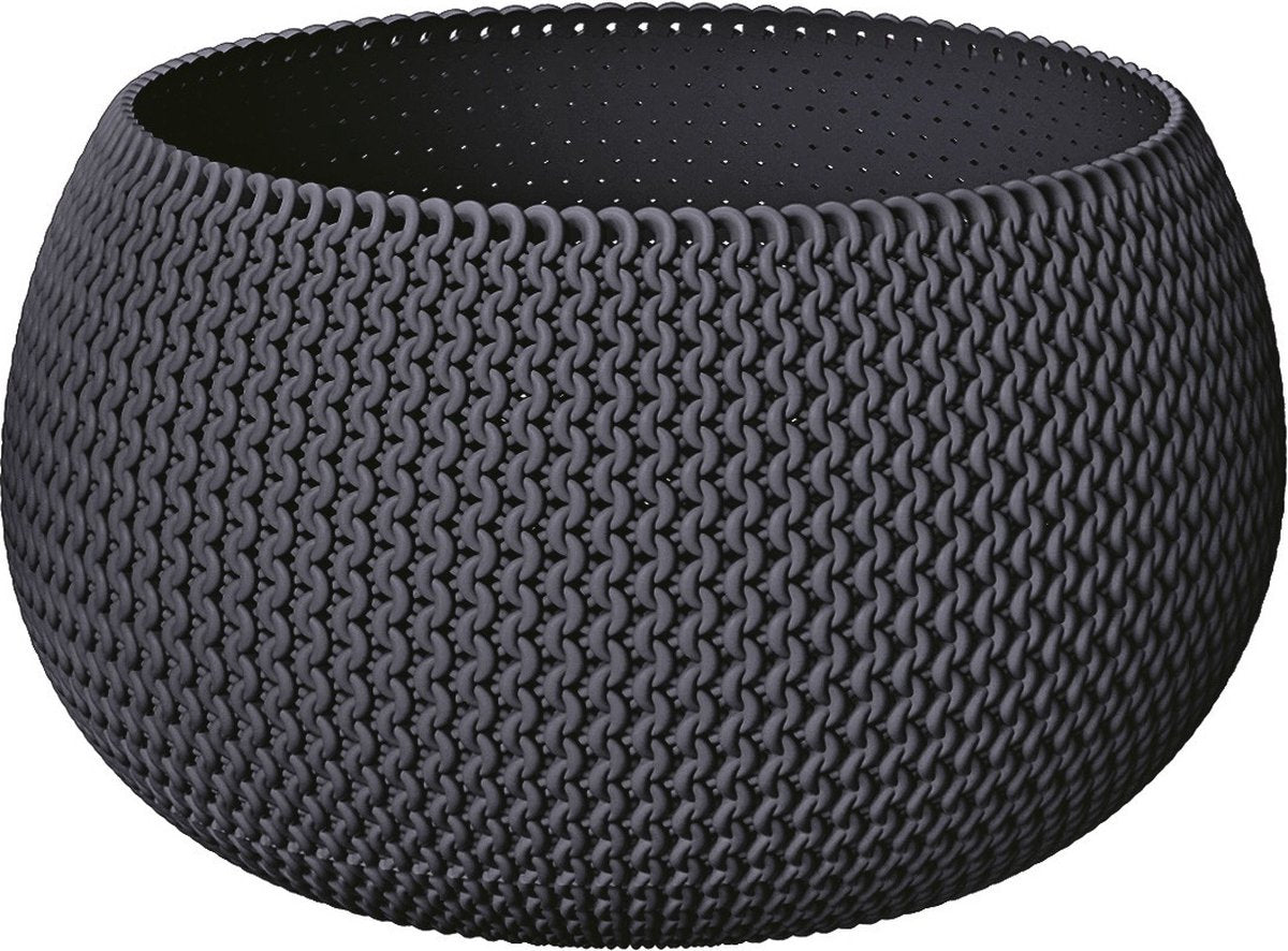 Prosperplast plantenpot bloempot kunststof dia 37 cm en hoogte 22 cm in het antraciet grijs voor binnen buiten