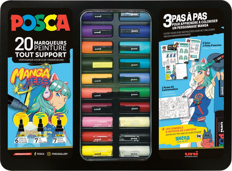 Posca paintmarker uni manga hero ass koffer 20st