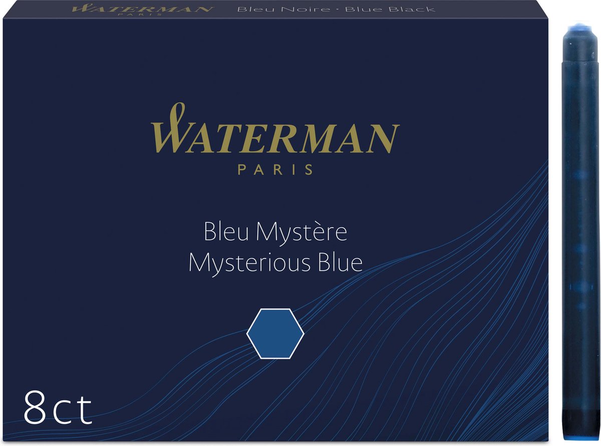 Waterman -vulpeninktpatronen | lang international | mysterious blue | 8 inktpatroon