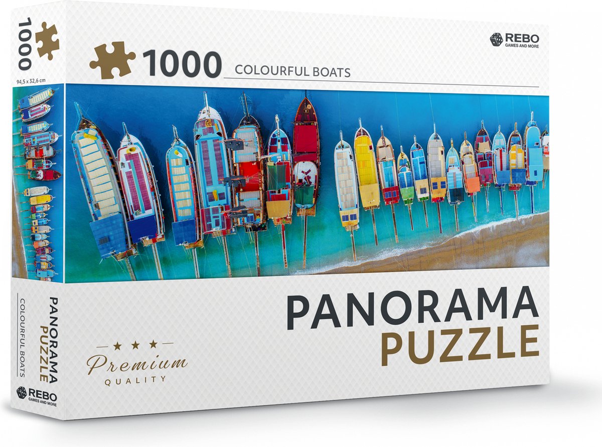 Rebo productions rebo legpuzzel panorama 1000 stukjes - colourful boats