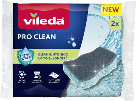 Vileda pro clean spons met enzymen - 2 per verpakking