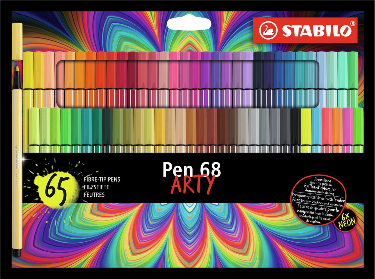 Stabilo pen 68 - premium viltstift - arty set - met 65 kleuren