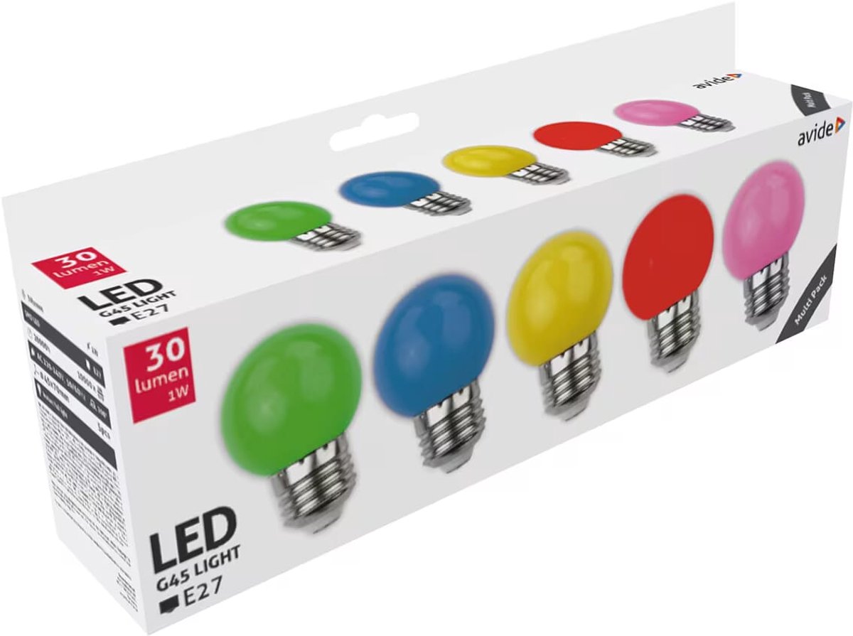 Avide decoratieve led lampen p45 1w - e27 fitting - 220-240v - 30 lumen - geschikt voor prikkabel en feestverlichting