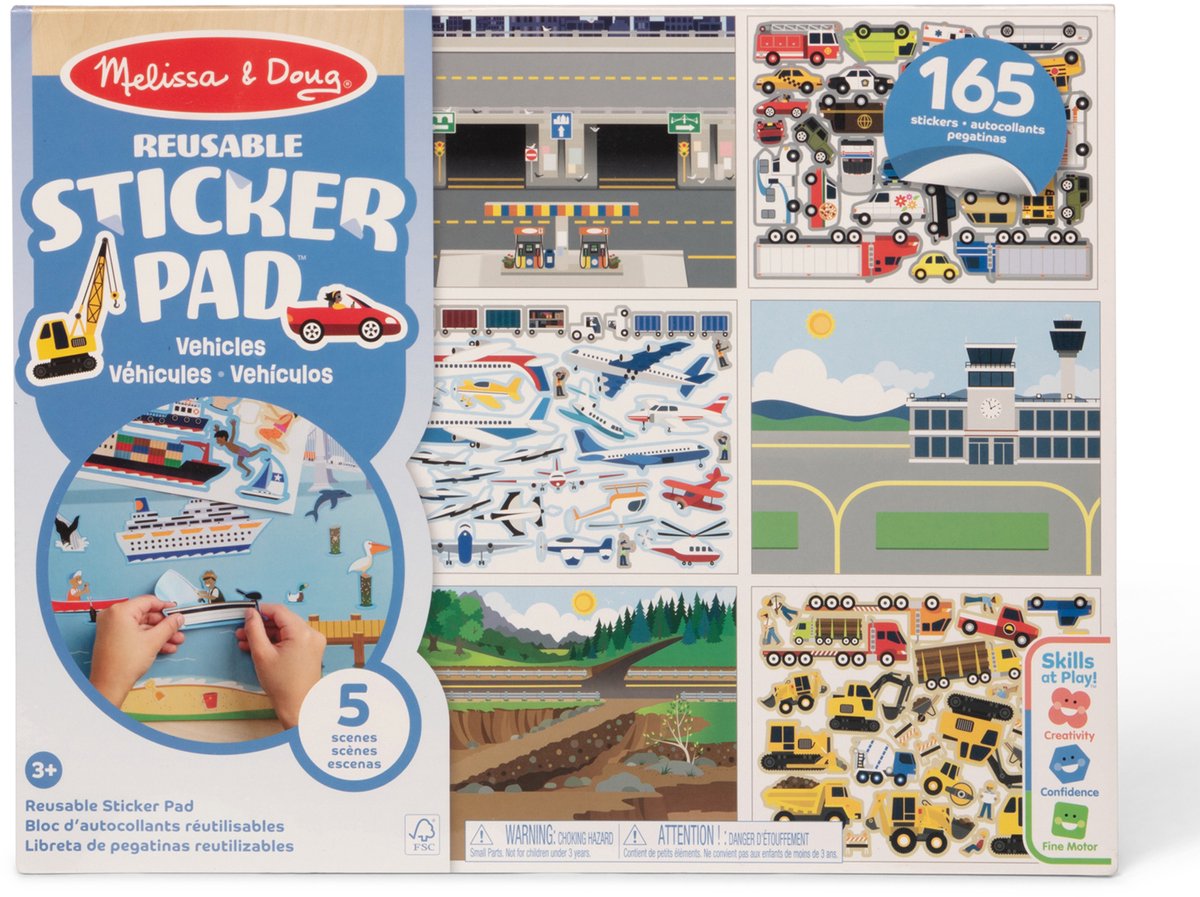 Melissa doug – herbruikbaar stickerboek – voertuigen – 165 stickers