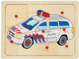 Playwood houten puzzel politie auto 9 delig hout