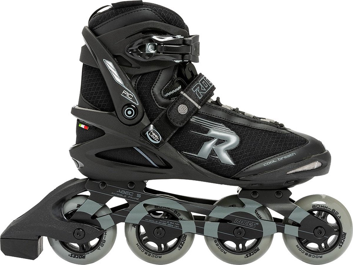 Roces pic tif 80 skeelers – 4x80mm wielen – fitness inline skates – zwart grijs – maat 42