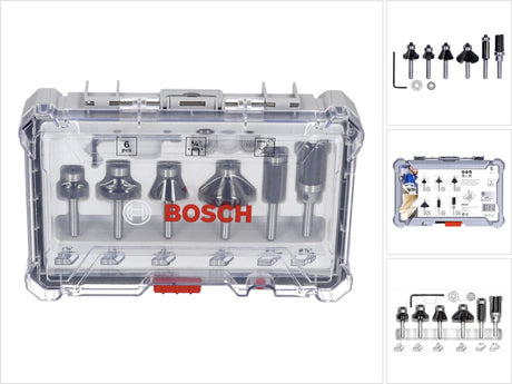 Bosch kant- en lijstfrezenset 6 st. 1 4 schacht ( 2607017470 ) trim edging set voor bovenfrezen
