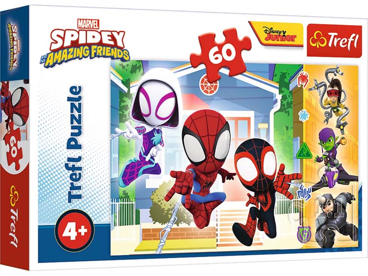 Trefl puzzel 60 stukjes - spidey en zijn geweldige vriend marvel speelgoed.