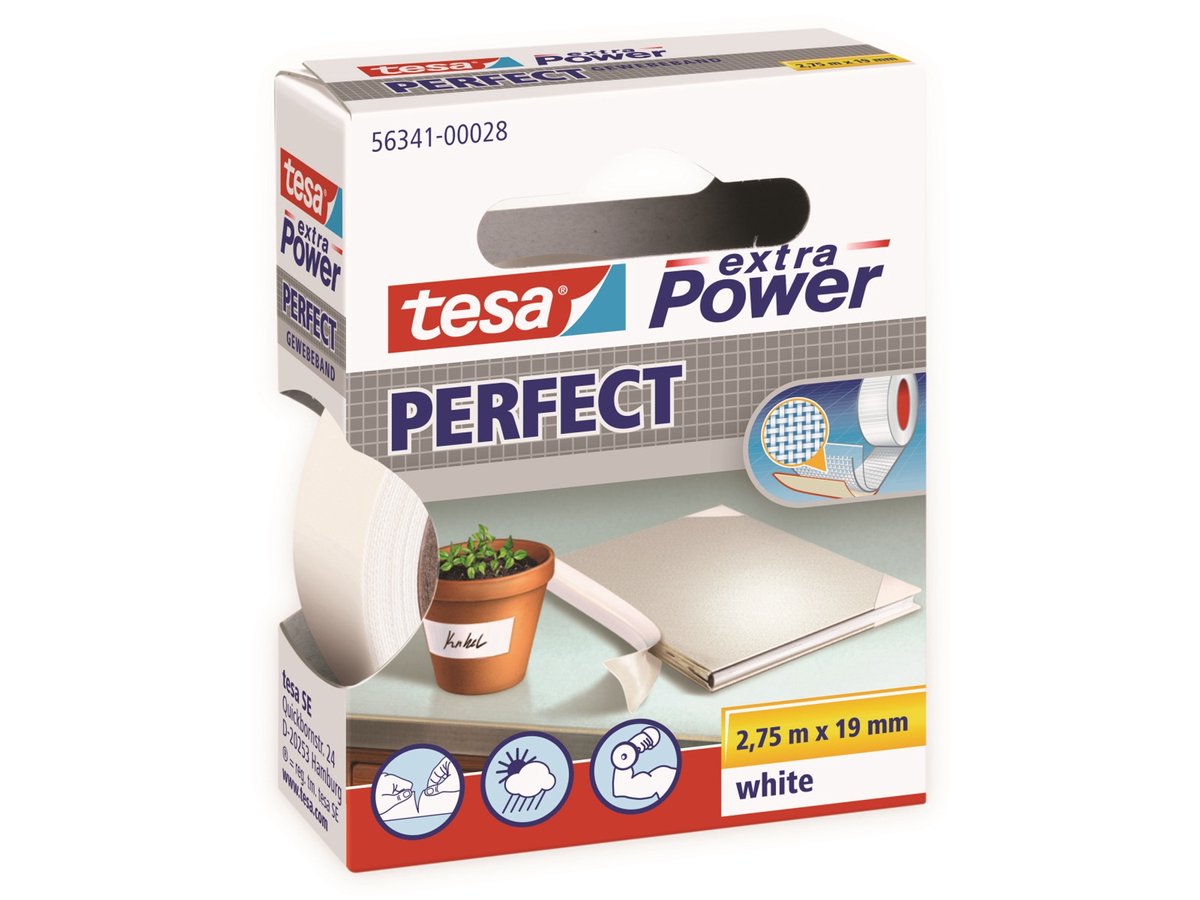 Tesa textieltape extra power perfect wit