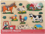 Small foot - houten noppenpuzzel boerderij, 9st.