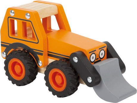 Small foot - houten graafmachine oranje